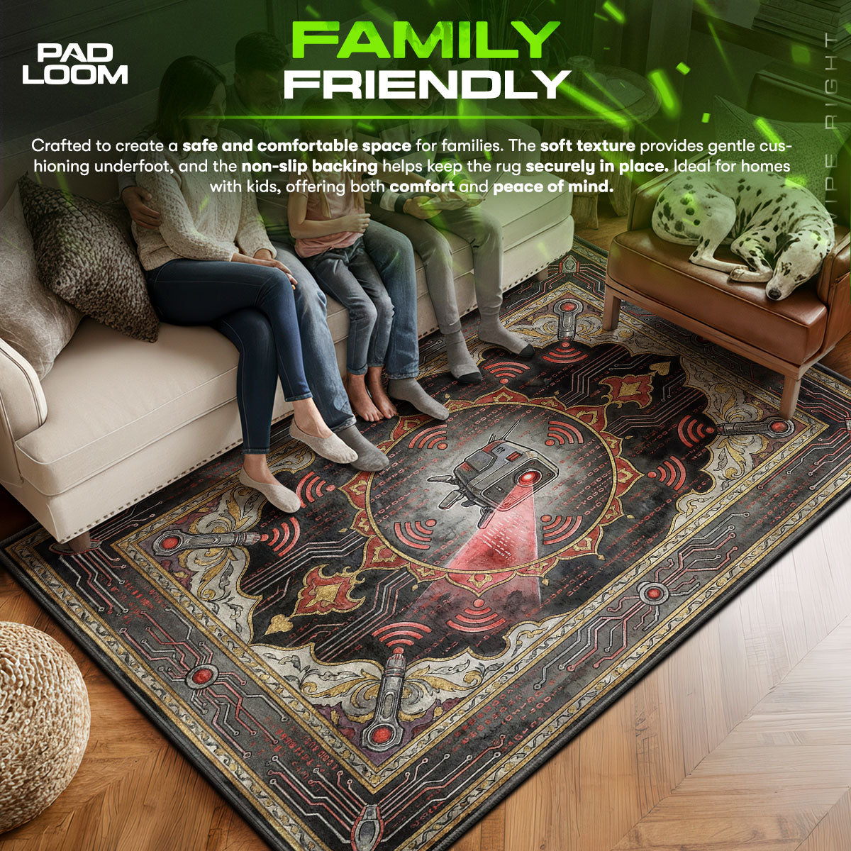 B area rug showing full home decor artwork