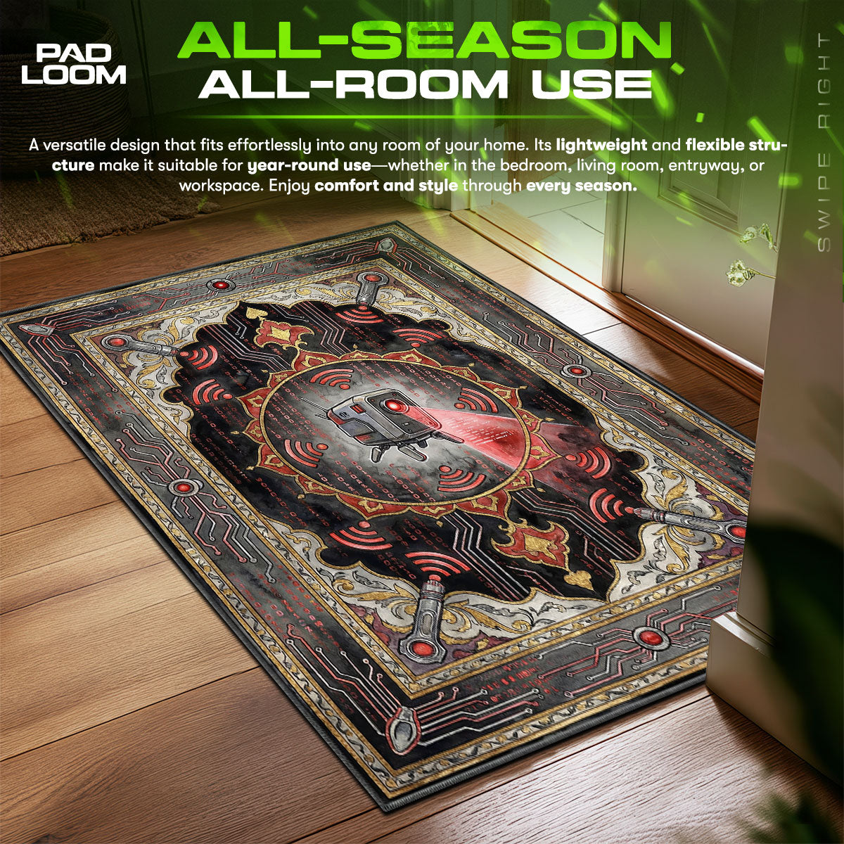 B Tech Signal Stray Chair fan rug — premium quality print