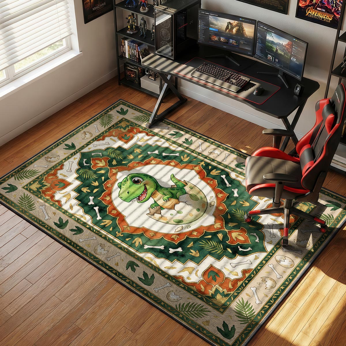Baby Dinosaur Hatching Kids Floor rug — main product view