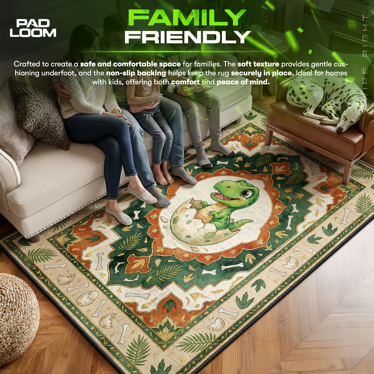 Baby area rug showing full home decor artwork