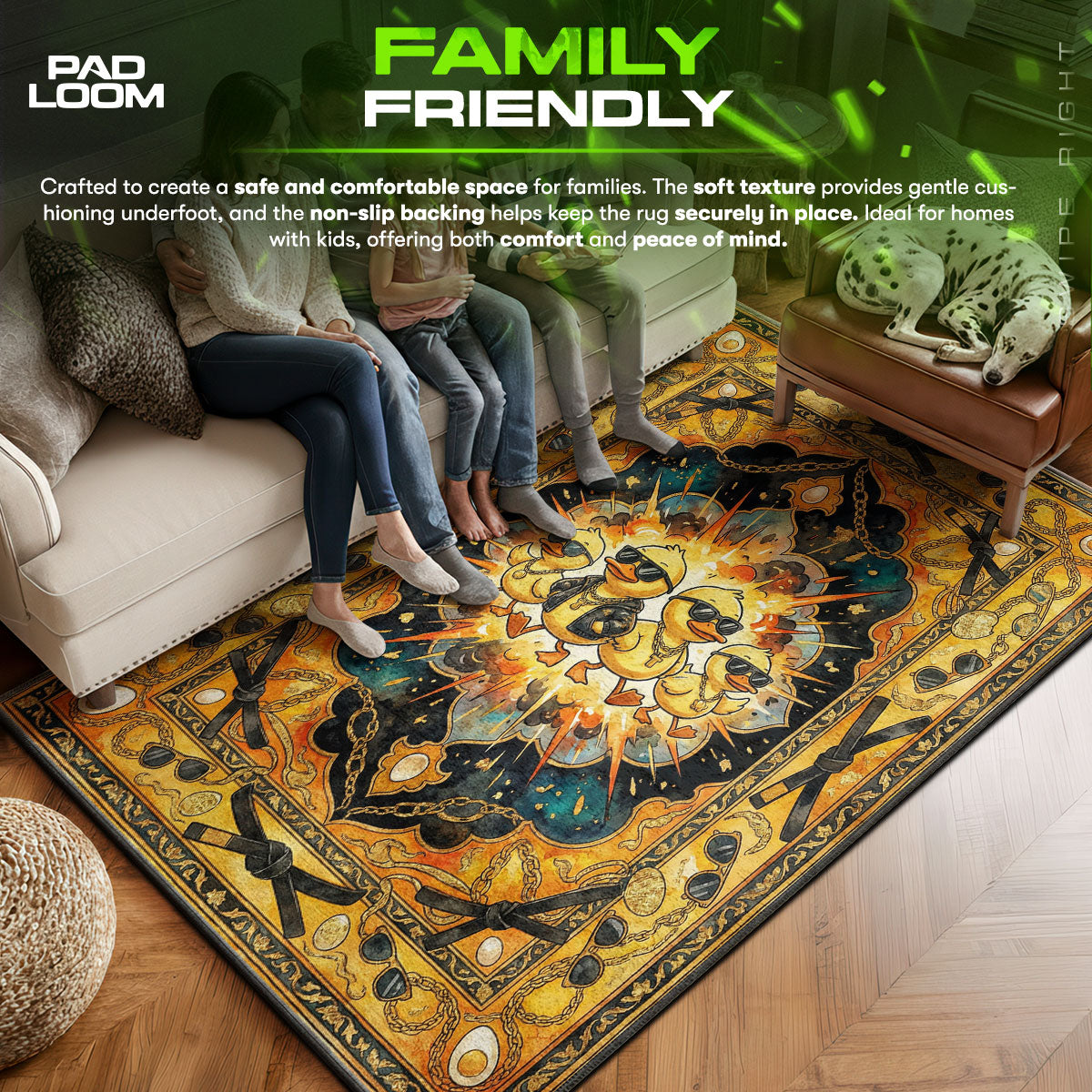 Area character design printed on rug