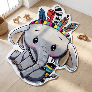 Baby Elephant Rug - Shaped Kids Room Area Rug