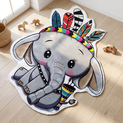 Baby Elephant Rug - Shaped Kids Room Area Rug