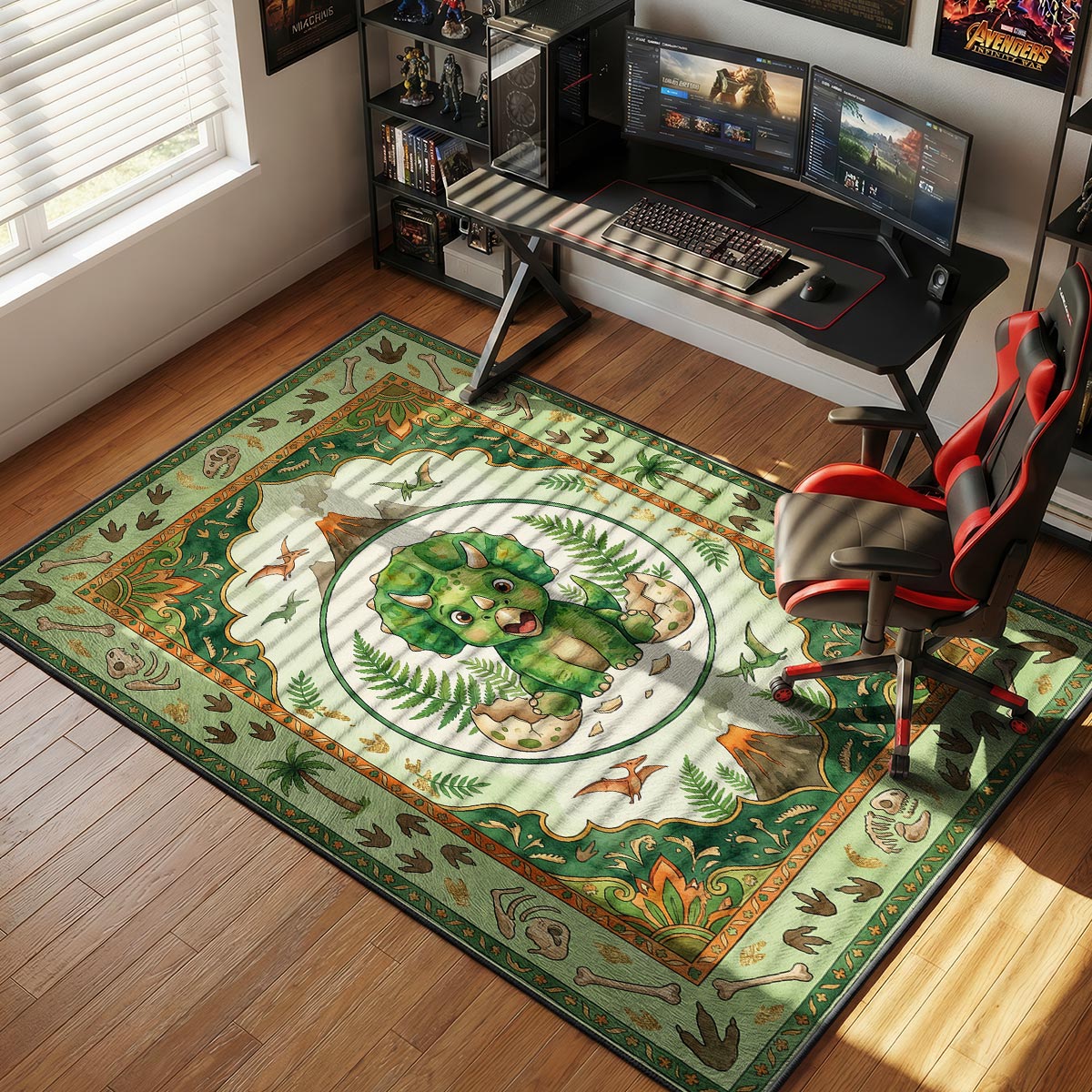 Baby Triceratops Dinosaur Rug - Kids Floor Mat