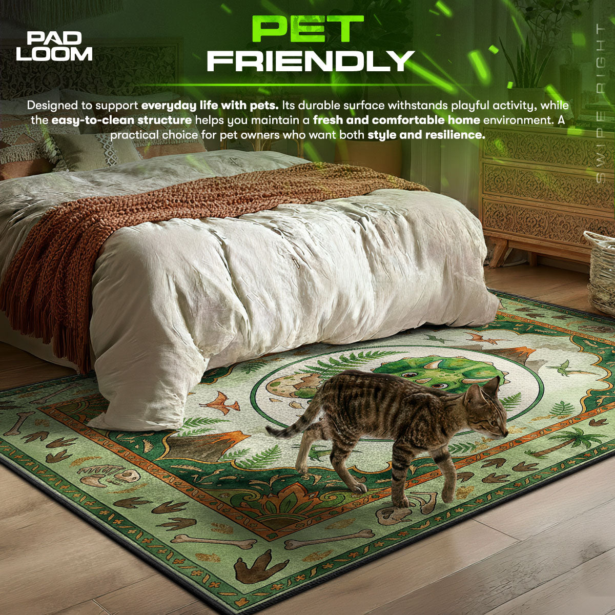 Baby Triceratops Dinosaur Rug - Kids Floor Mat