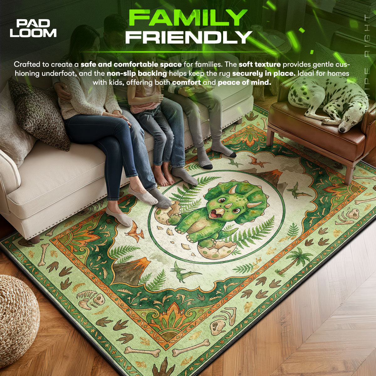 Baby Triceratops Dinosaur Rug - Kids Floor Mat