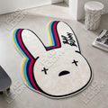 Bad Bunny shaped area rug, die-cut man cave rug