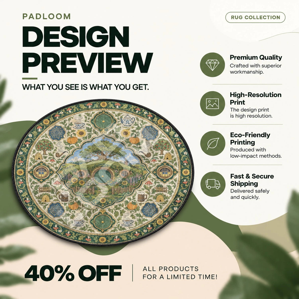 Bag End Medallion Round Rug - Lord of the Rings Chair Mat