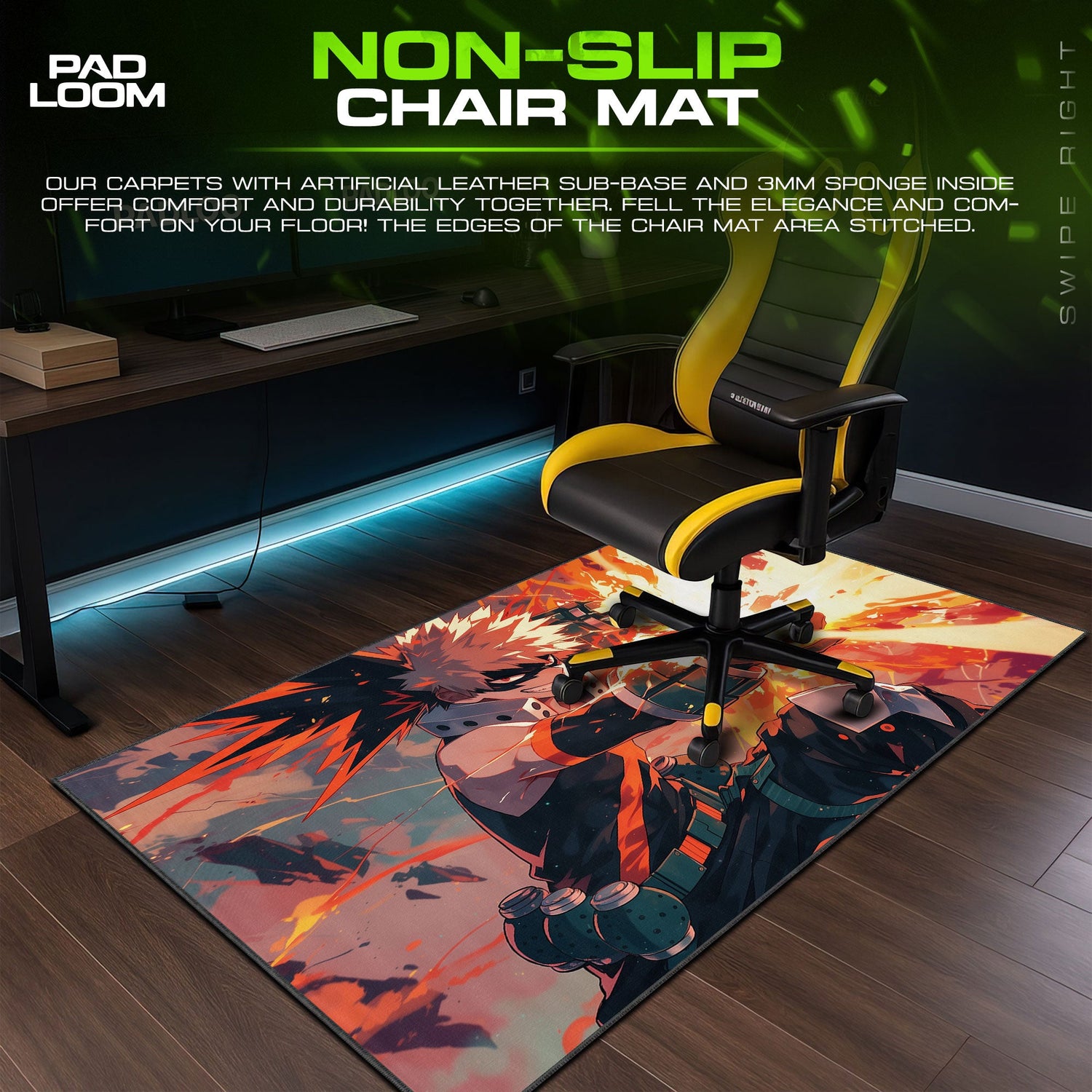 Bakugo Blazing Impact Mouse Pad, Anime Gaming Desk Mat Padloom