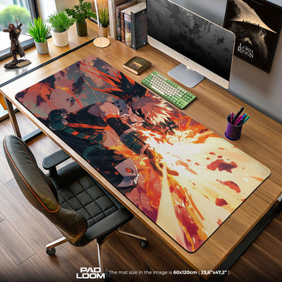 Bakugo Blazing Impact Mouse Pad, Anime Gaming Desk Mat