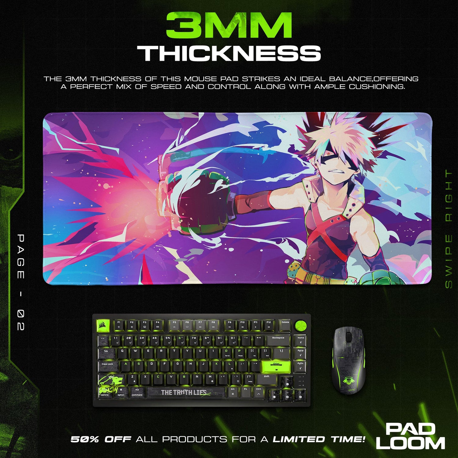 Bakugo Explosion Burst Mouse Pad, Anime Gaming Desk Mat Padloom