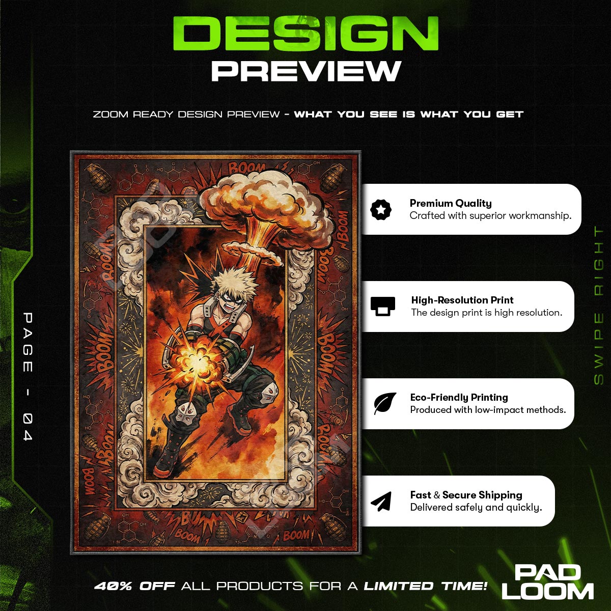 Chair character design printed on rug