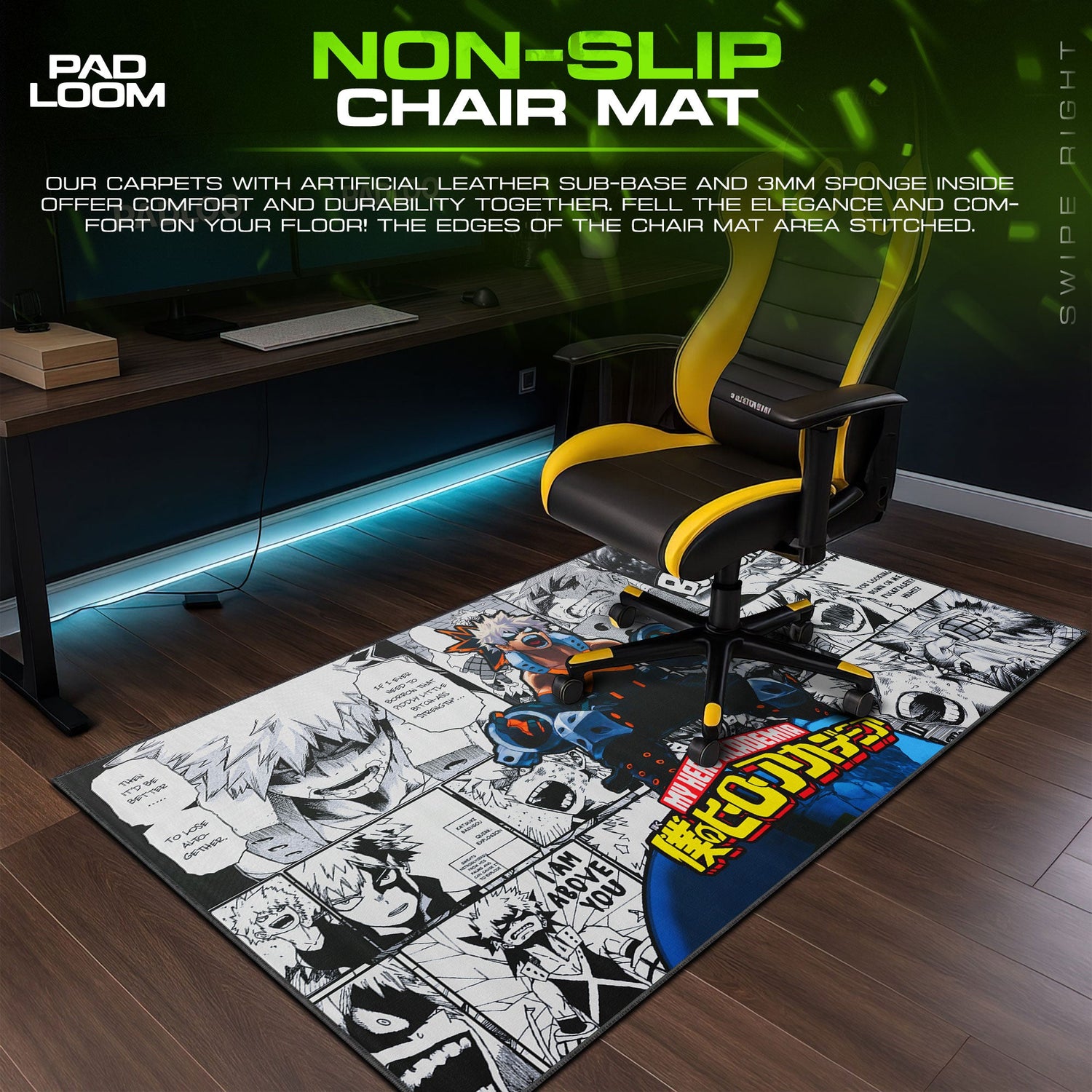 Bakugo Manga Panel Mouse Pad, Anime Gaming Desk Mat Padloom