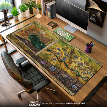 Baldur’s Gate Faerûn Map Mouse Pad, Game Fantasy Desk Mat