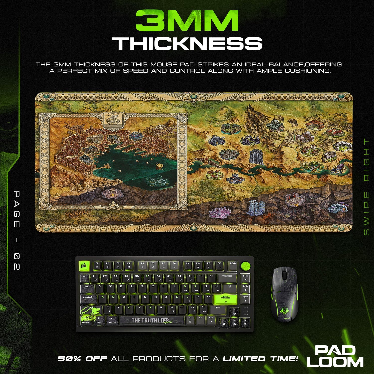 Baldur’s Gate Faerûn Map Mouse Pad, Game Fantasy Desk Mat Padloom