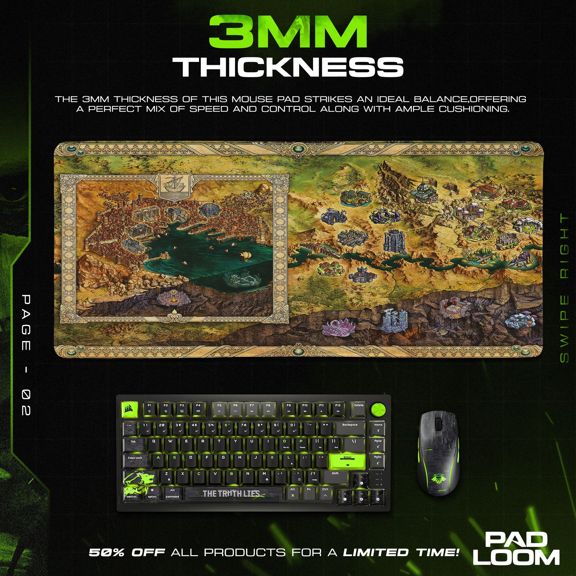 Baldur’s Gate Faerûn Map Mouse Pad, Game Fantasy Desk Mat