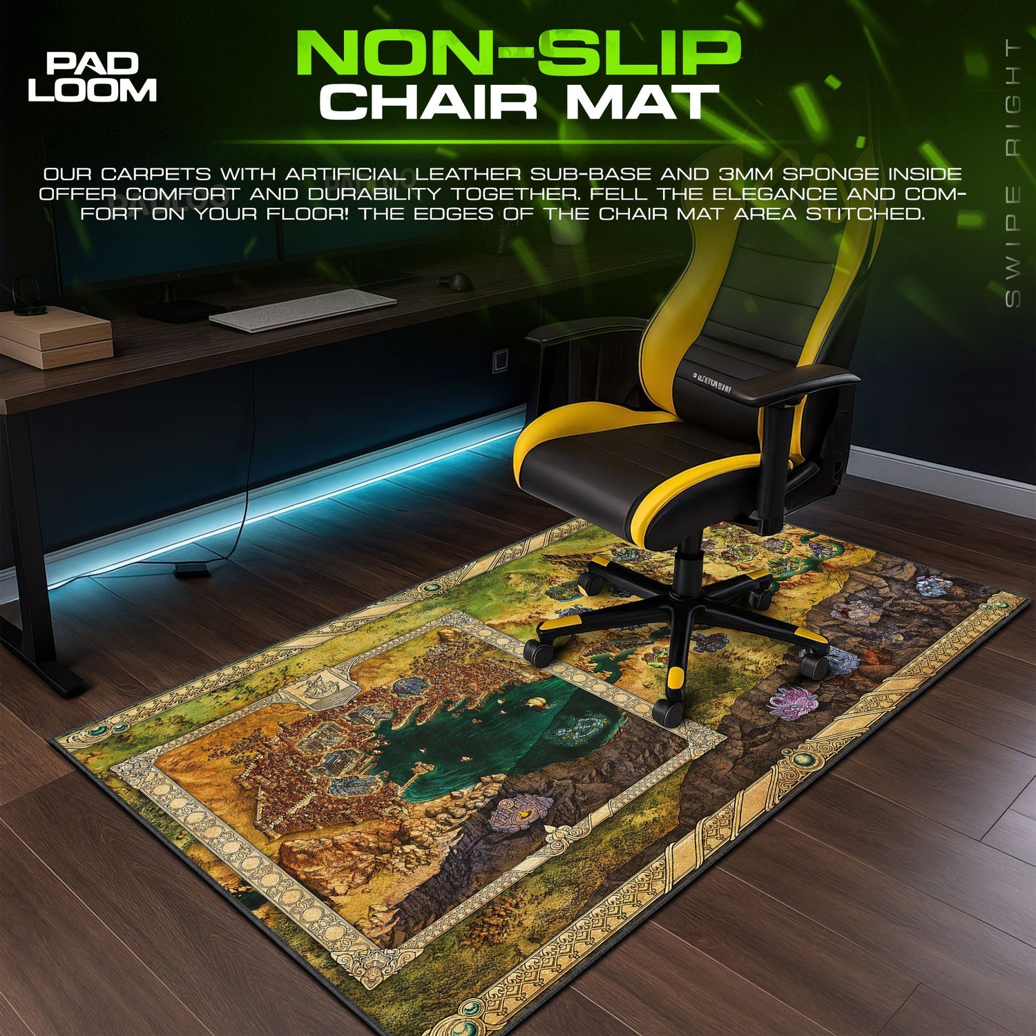 Baldur’s Gate Faerûn Map Mouse Pad, Game Fantasy Desk Mat Padloom