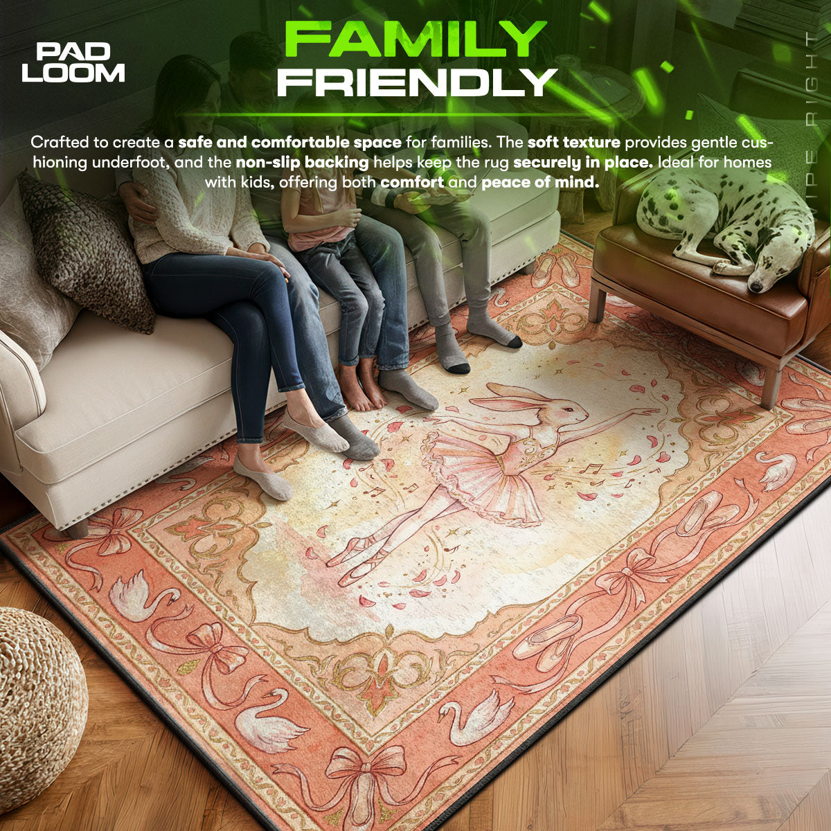 Ballet Bunny Dancer Rug – Girls Ballet Room Decor