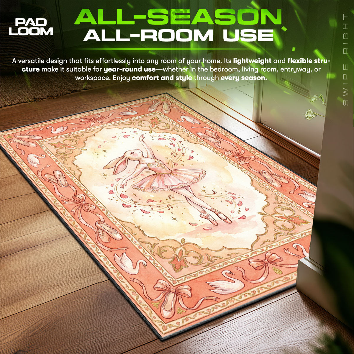 Ballet Bunny Dancer Rug – Girls Ballet Room Decor