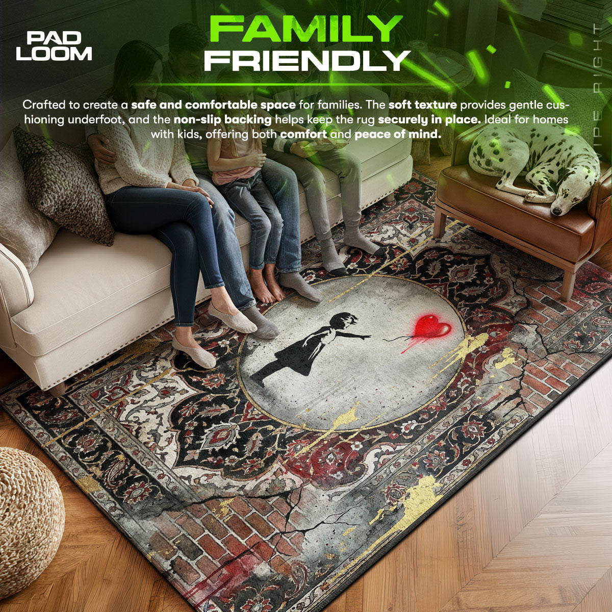 Area character design printed on rug
