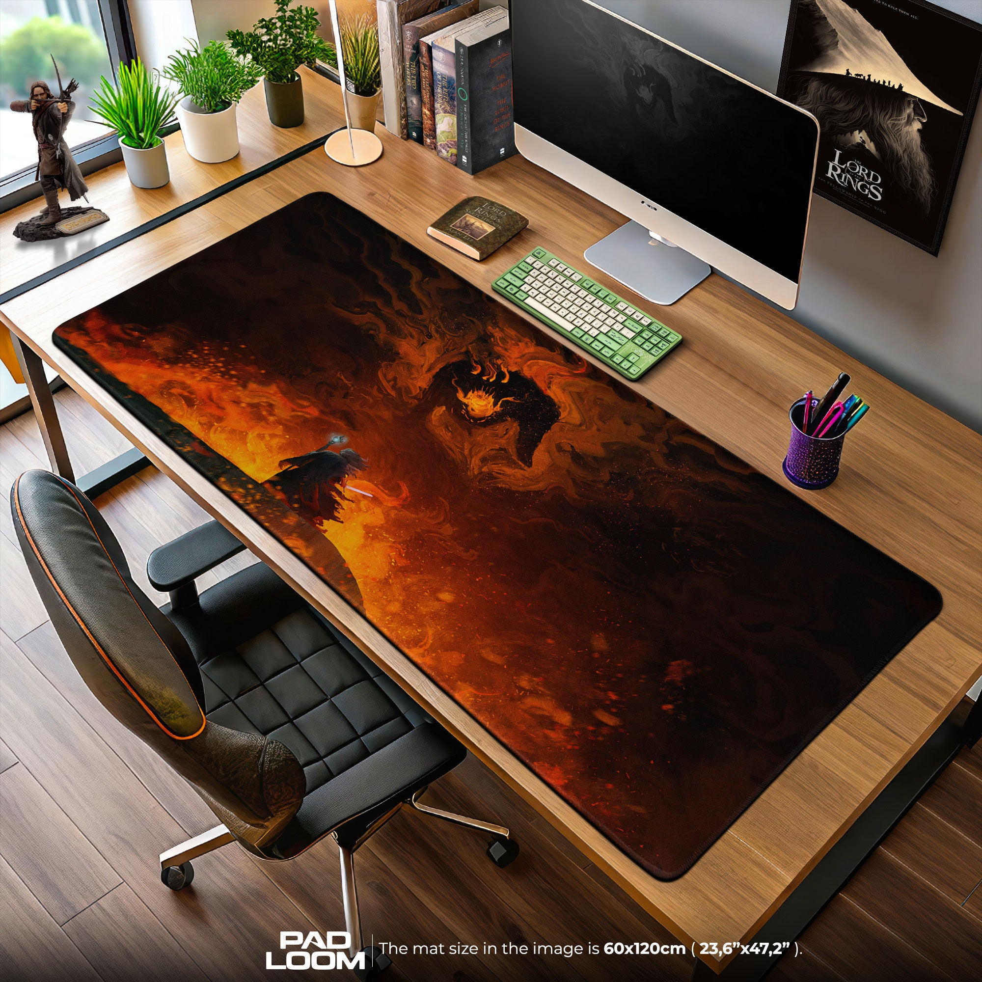 Balrog Showdown Mouse Pad, LOTR Lava Battle Gaming Desk Mat