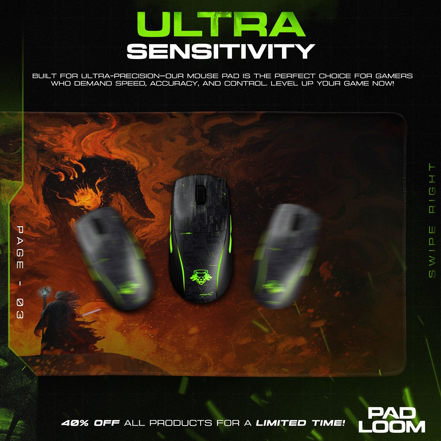 Balrog Showdown Mouse Pad, LOTR Lava Battle Gaming Desk Mat Padloom