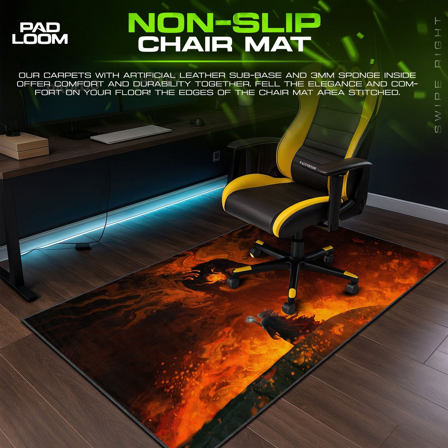Balrog Showdown Mouse Pad, LOTR Lava Battle Gaming Desk Mat Padloom