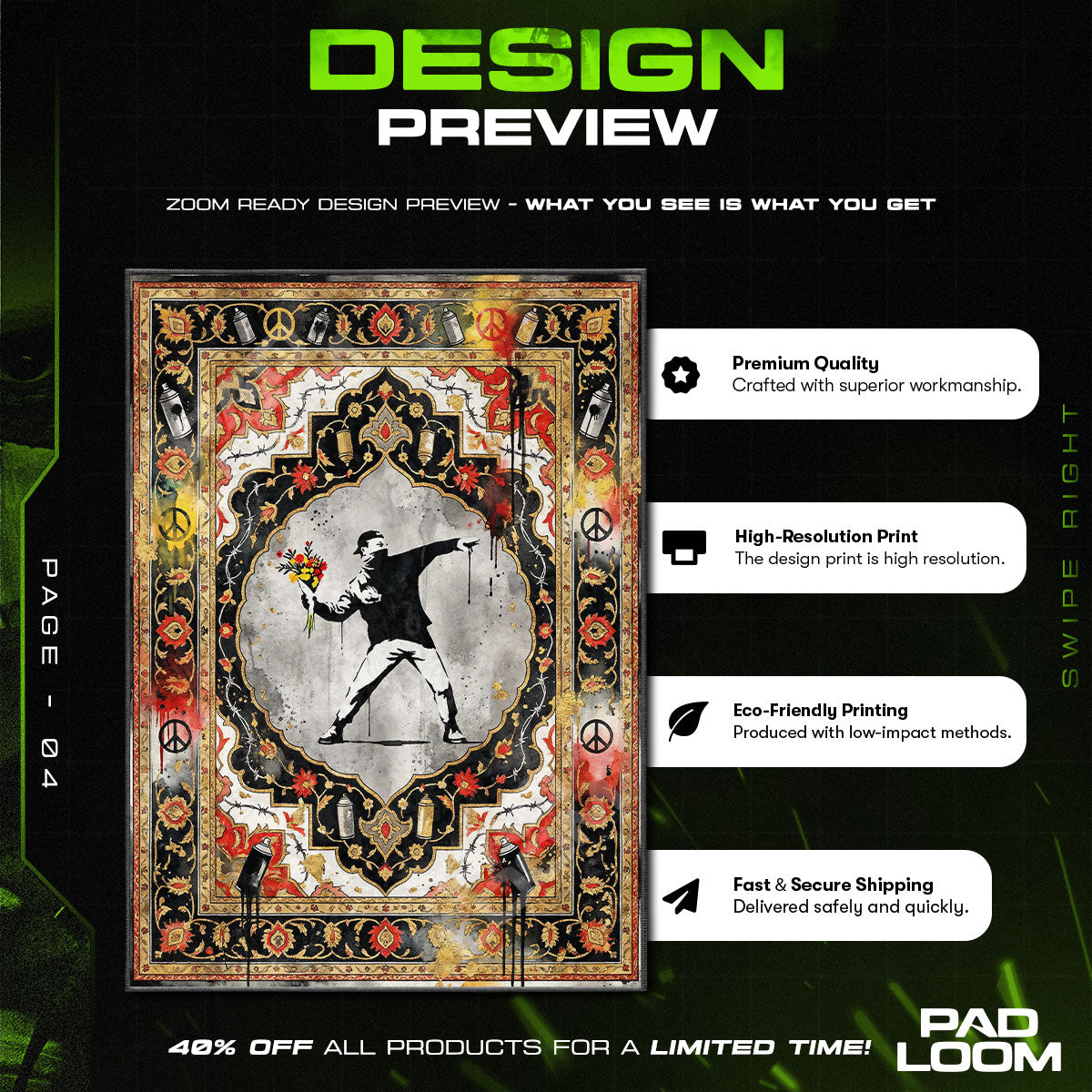 Decor character design printed on rug