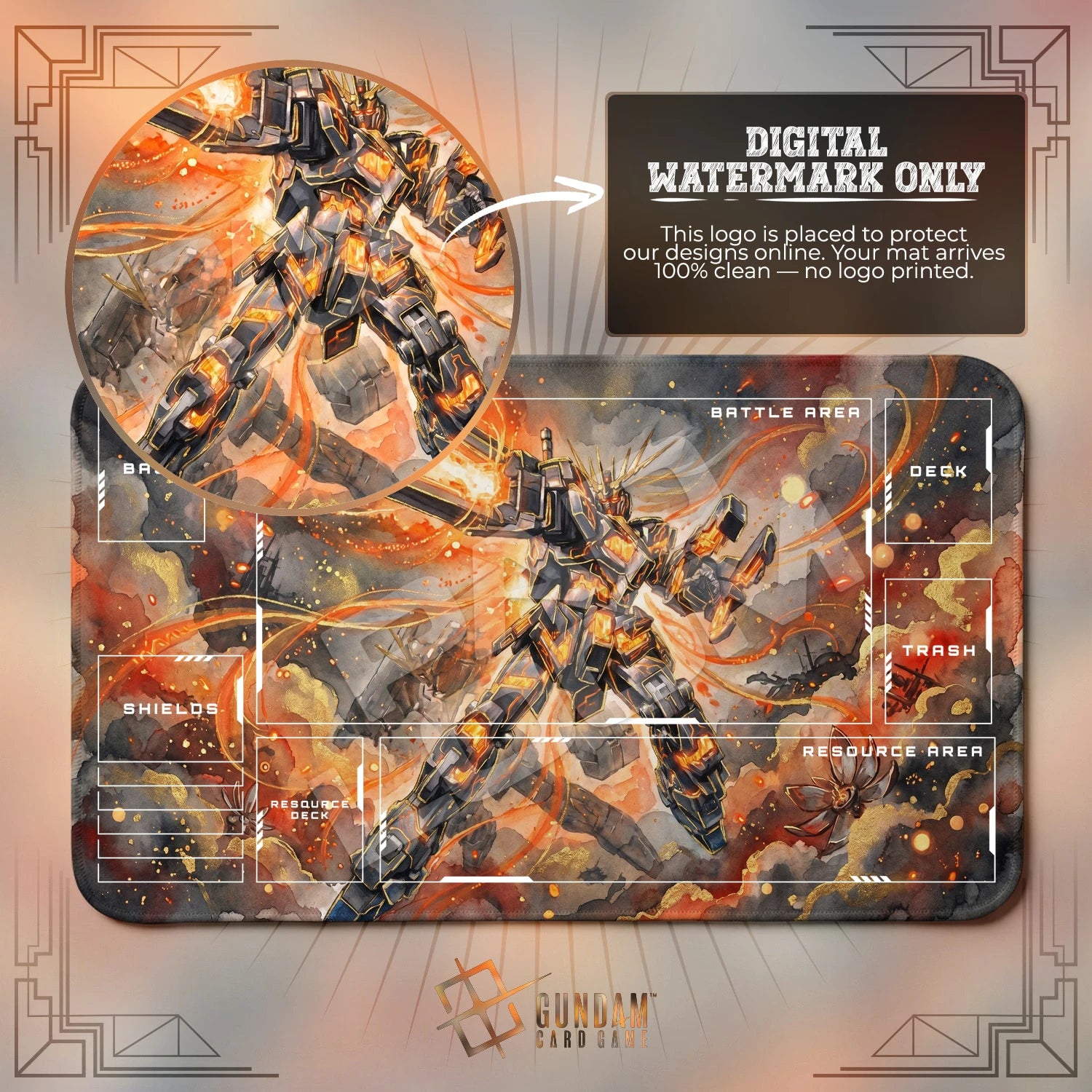 Banshee Blaze Playmat - Gundam TCG Card Game Mat