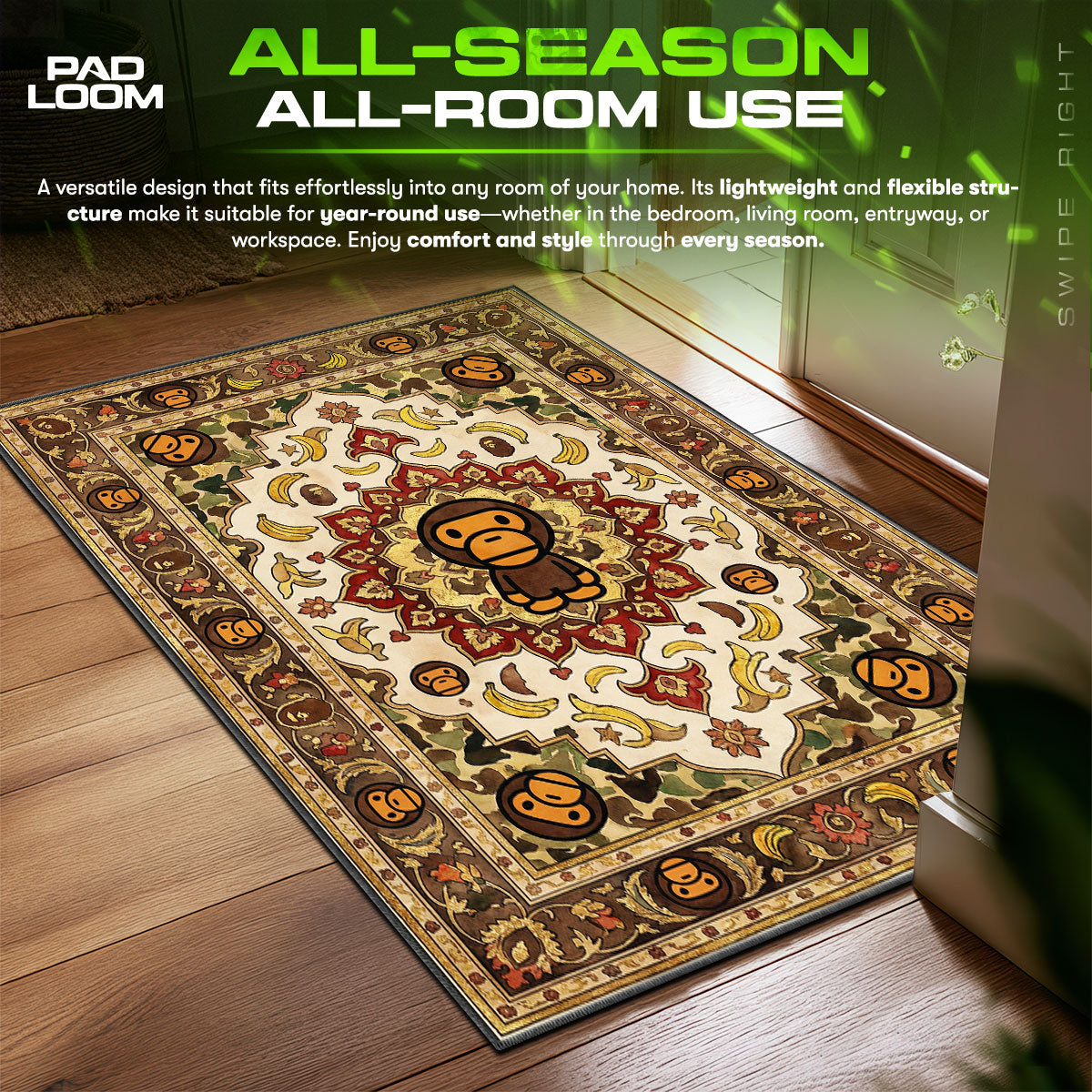 BAPE Baby Milo Persian Streetwear Floor fan rug — premium quality print