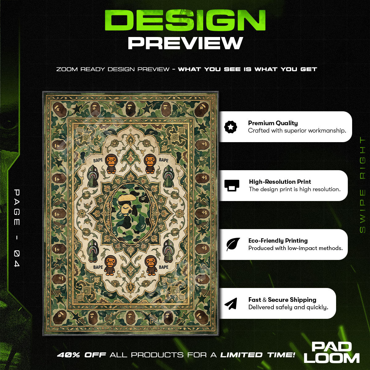 BAPE Camo Persian Rug - Streetwear Floor Mat