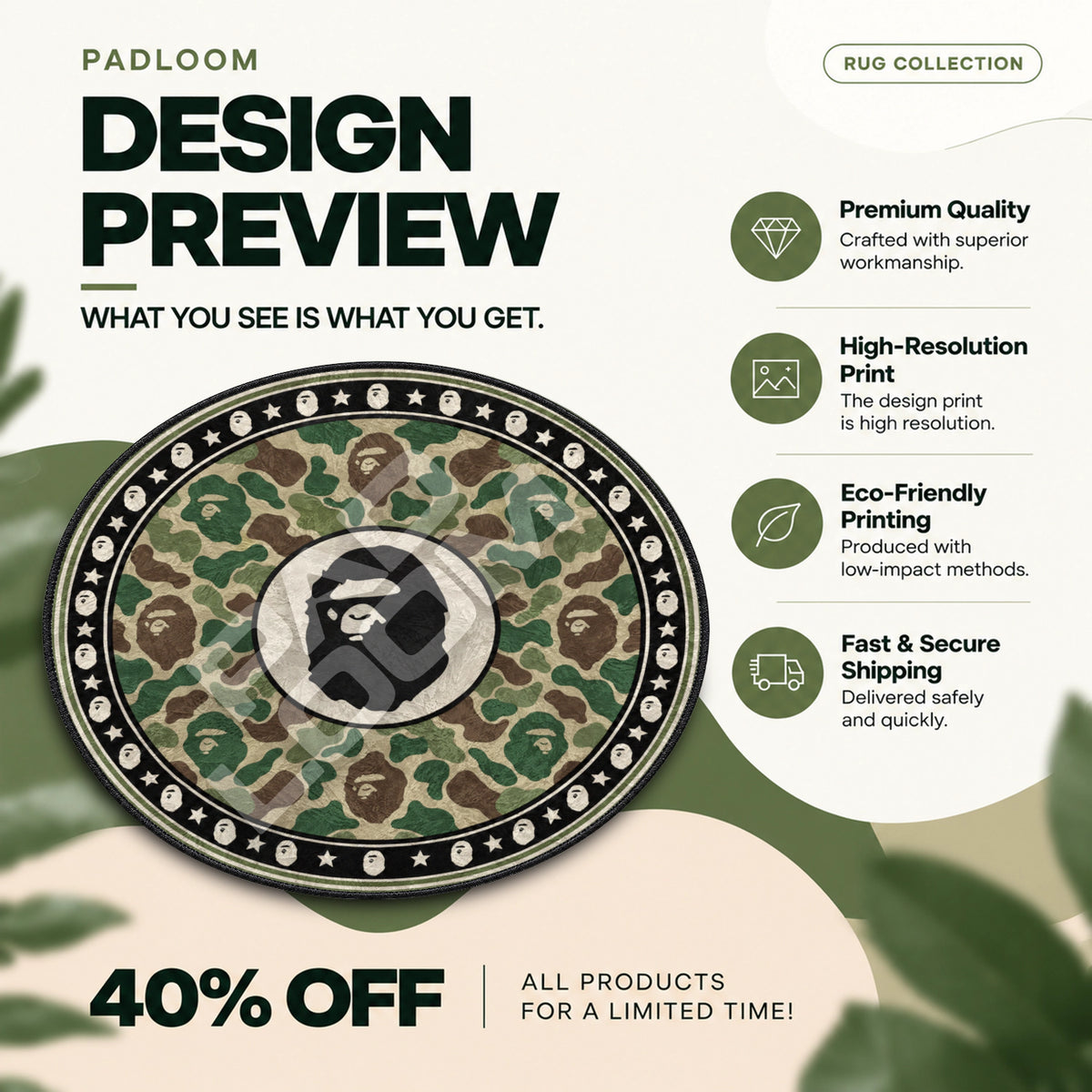 Bape Pastel Round Rug - Hypebeast Chair Mat