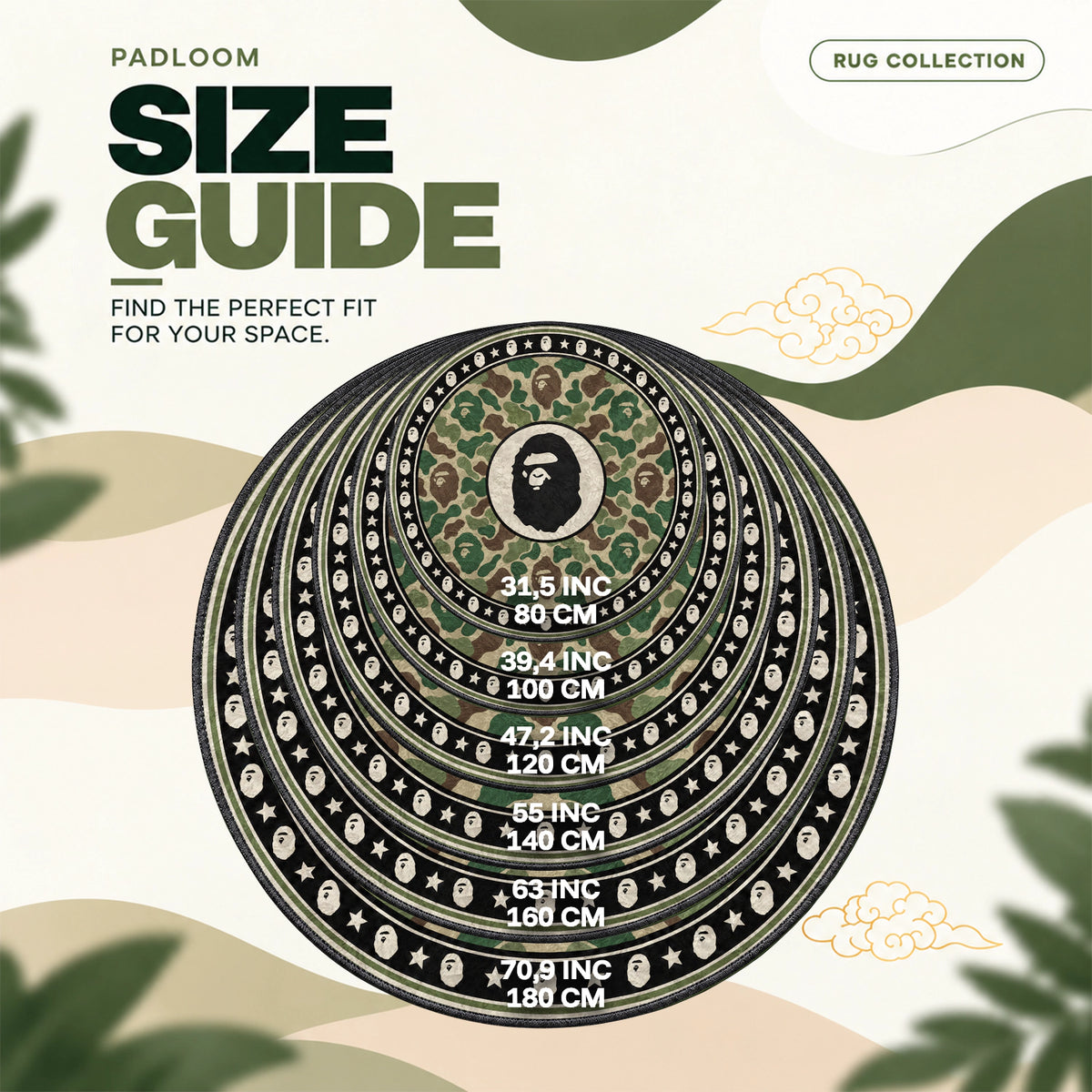 Bape Pastel Round Rug - Hypebeast Chair Mat