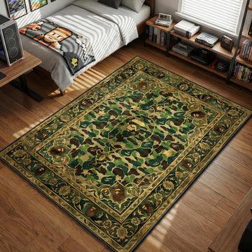 BAPE Ape Head Classic Camo Green Brown hypebeast area rug