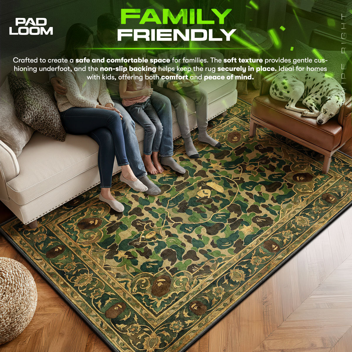BAPE area rug showing full Classic artwork