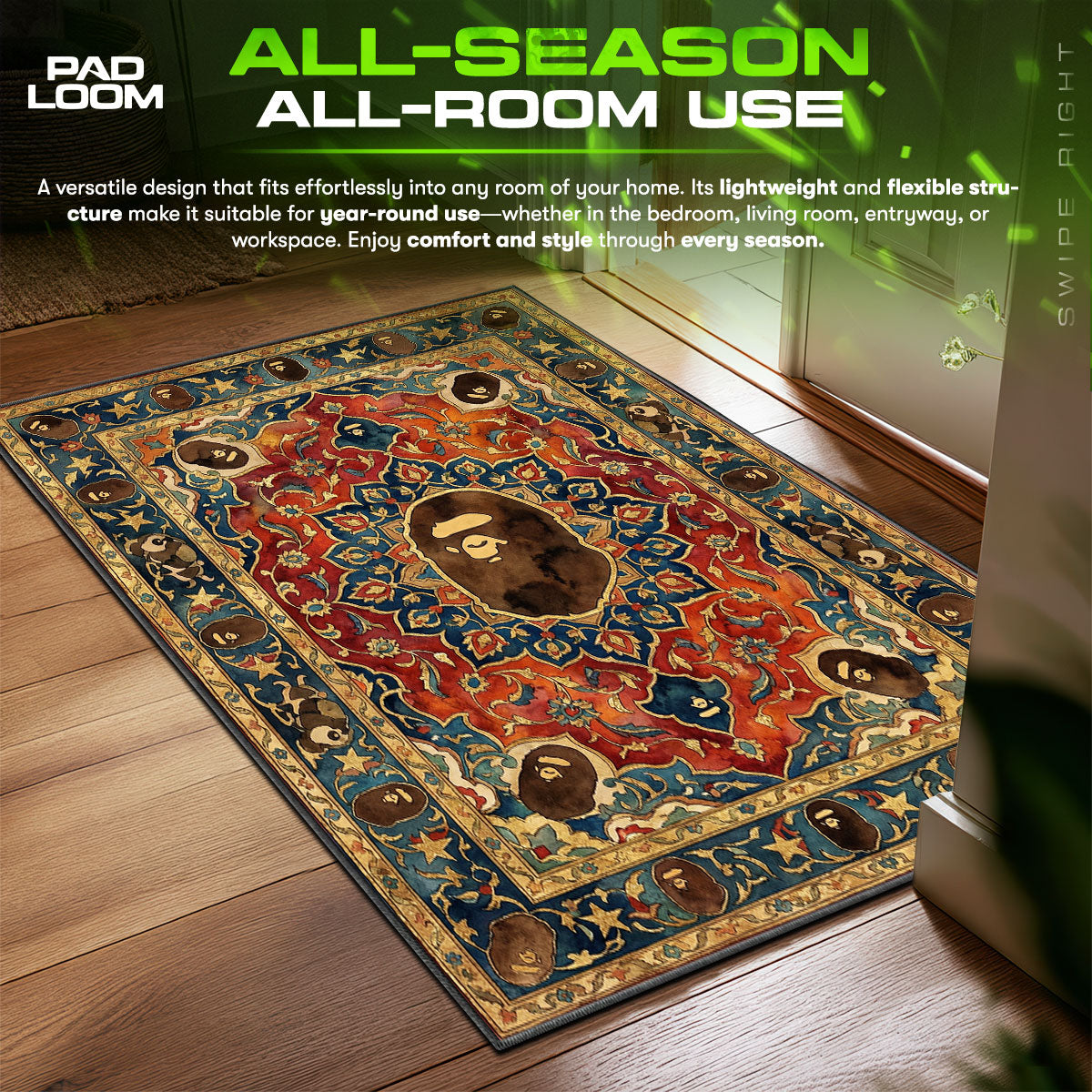 BAPE Floral Persian Rug - Streetwear Floor Mat
