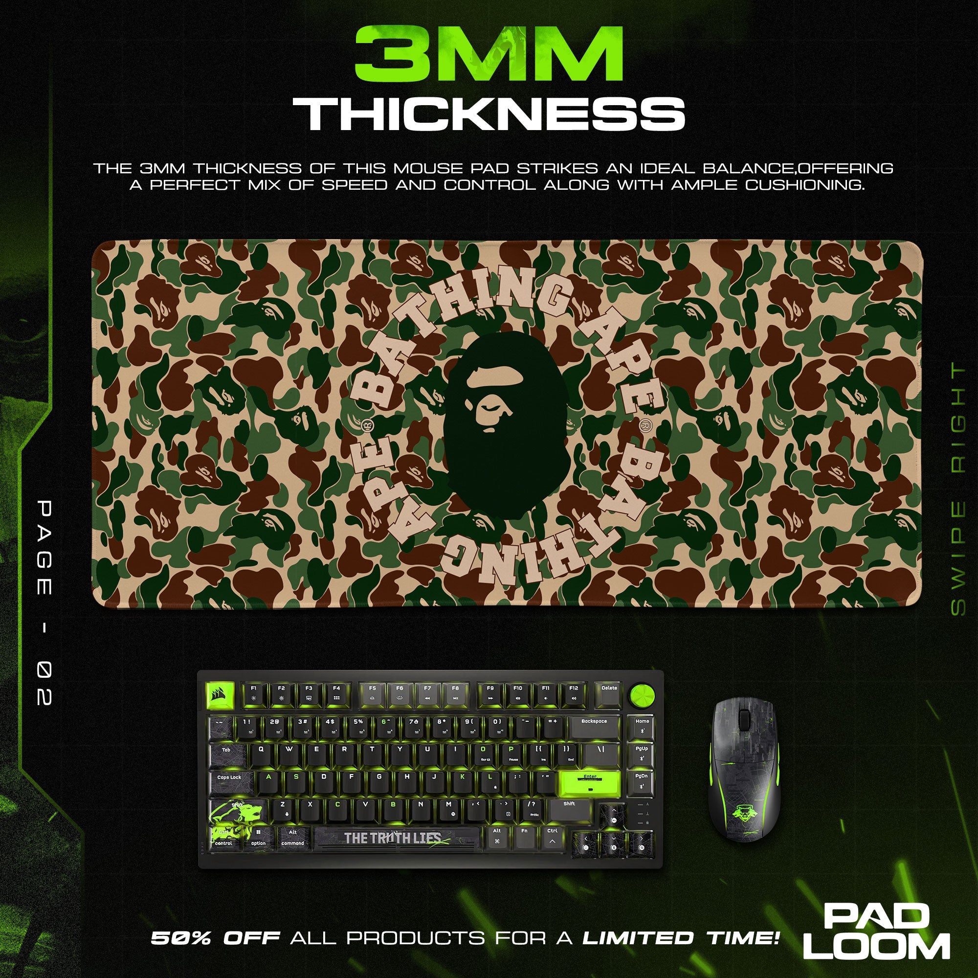 Bape Mouse Pad - Classic Camo Streetwear Gaming Desk Mat Padloom