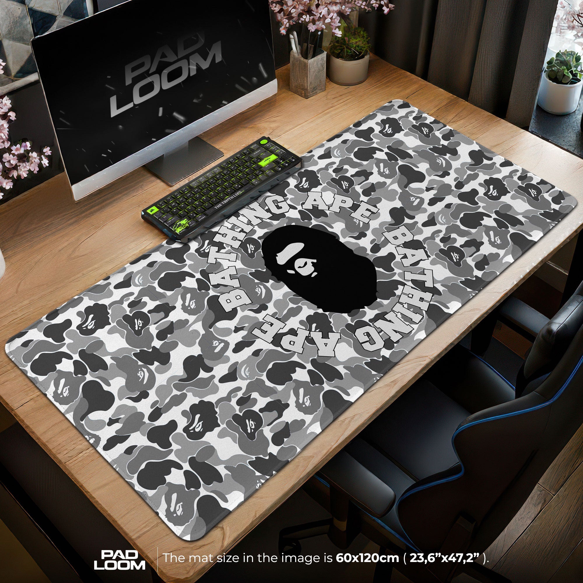 Bape Mouse Pad - Gray Camo Sneakerhead Gaming Desk Mat – Padloom