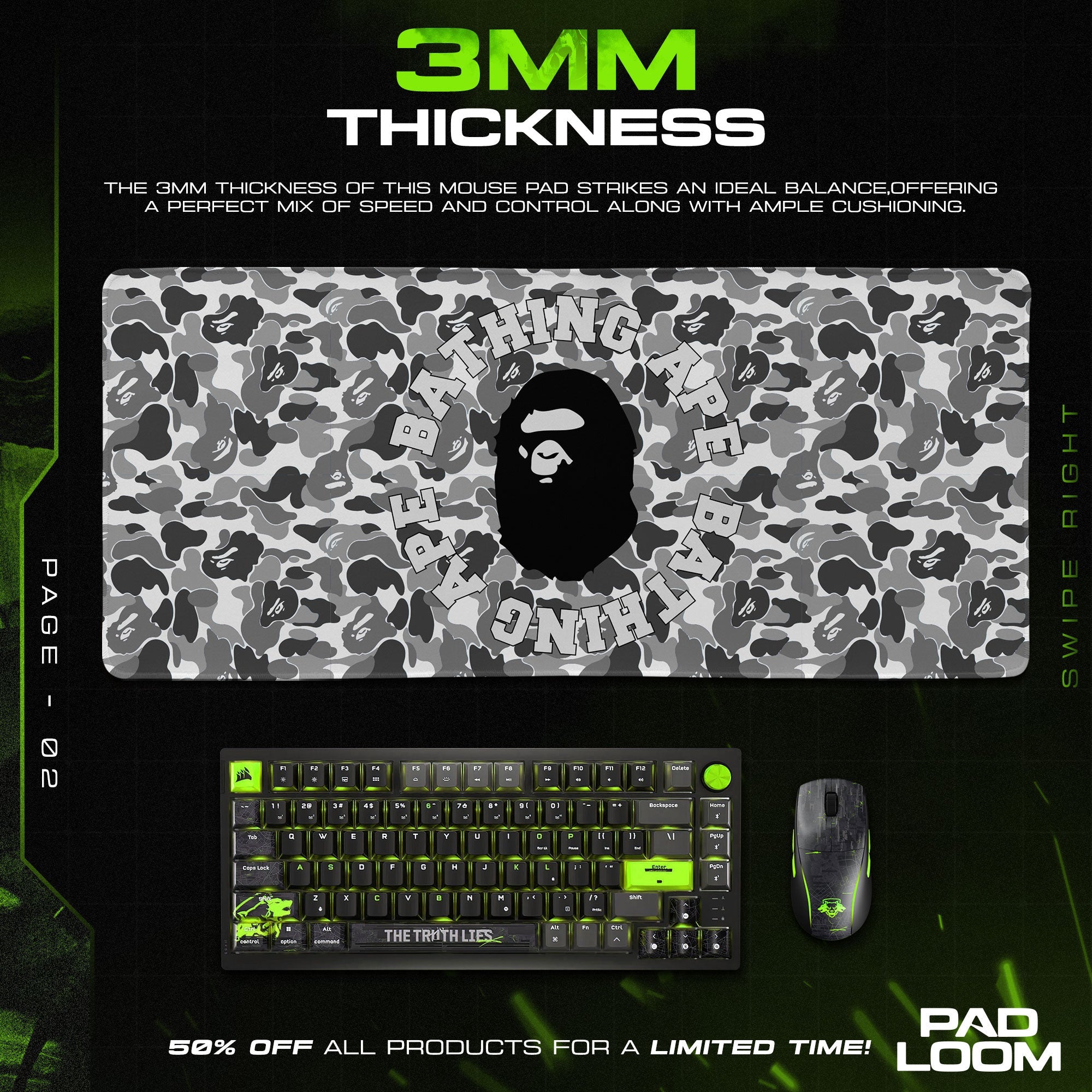 Bape Mouse Pad - Gray Camo Sneakerhead Gaming Desk Mat – Padloom