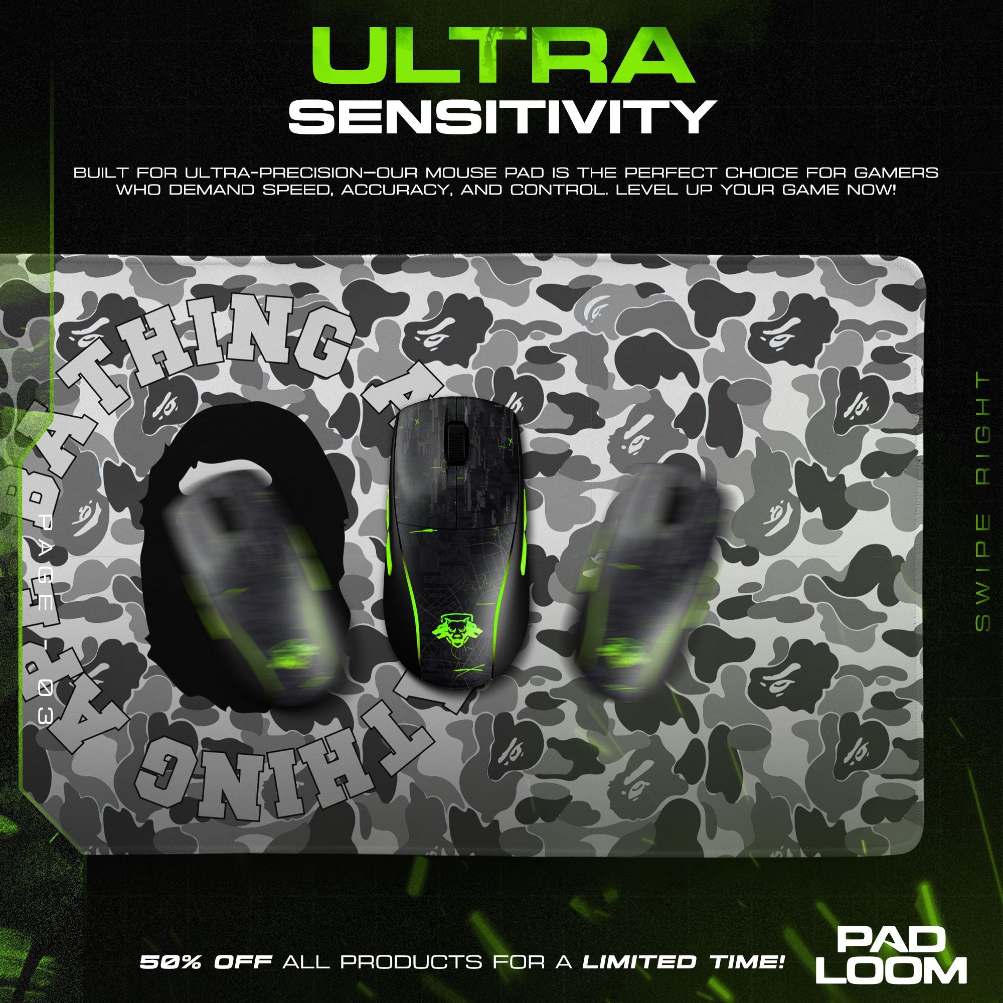 Bape Mouse Pad - Gray Camo Sneakerhead Gaming Desk Mat Padloom