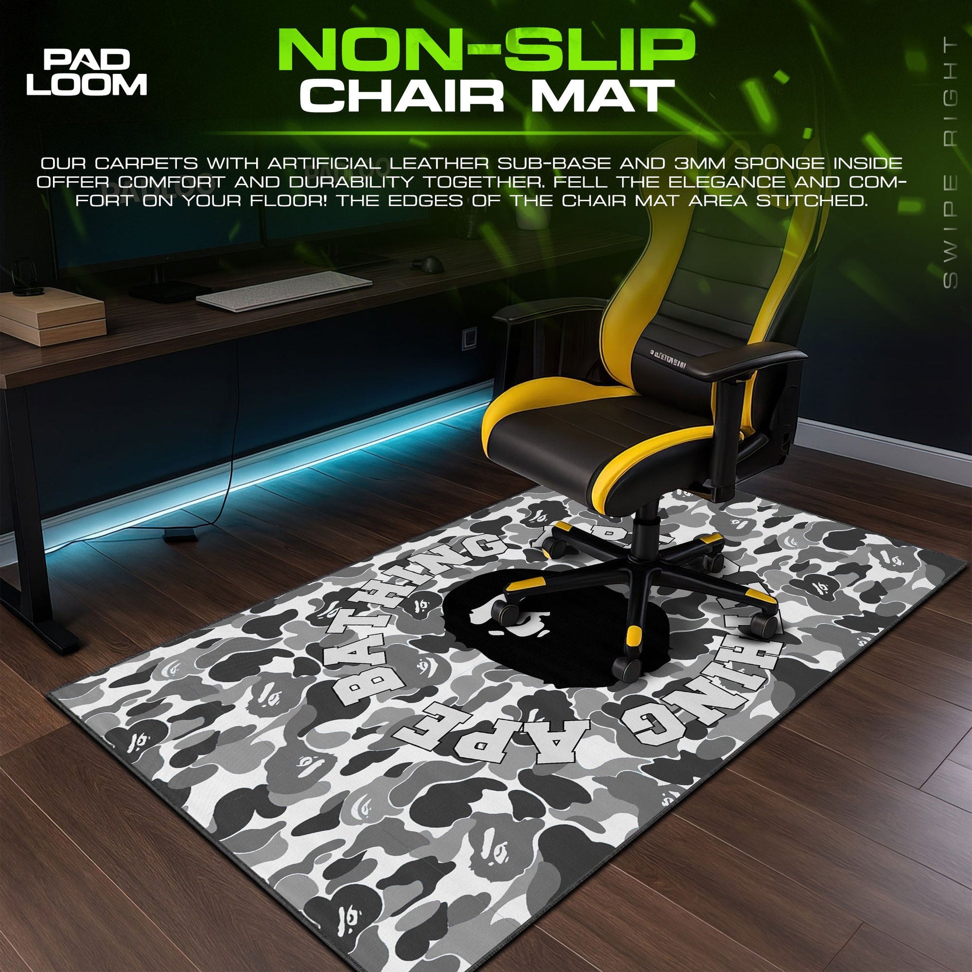 Bape Mouse Pad - Gray Camo Sneakerhead Gaming Desk Mat Padloom