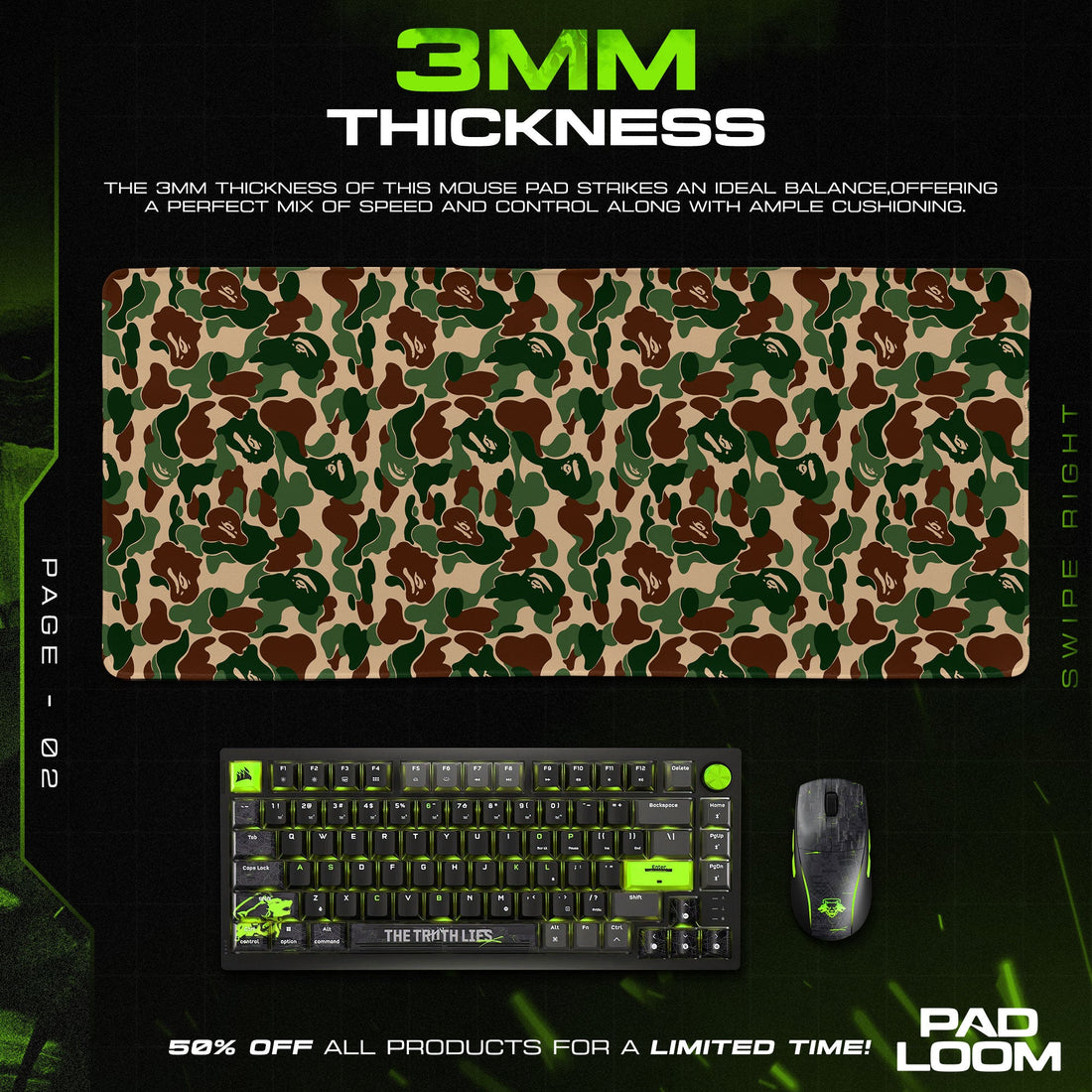 Bape Mouse Pad - Jungle Camo Gaming Desk Mat Padloom
