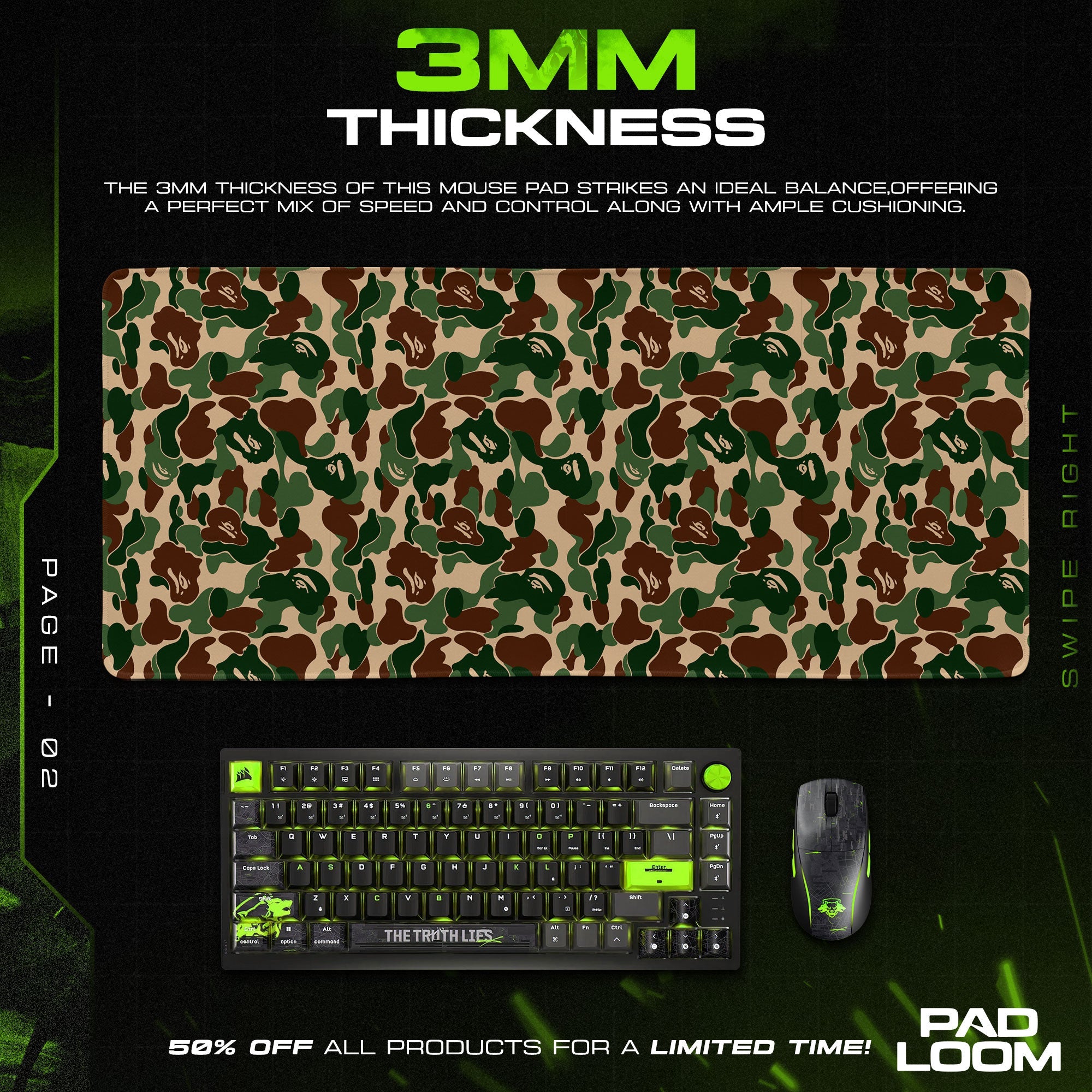 Bape Mouse Pad - Jungle Camo Gaming Desk Mat Padloom