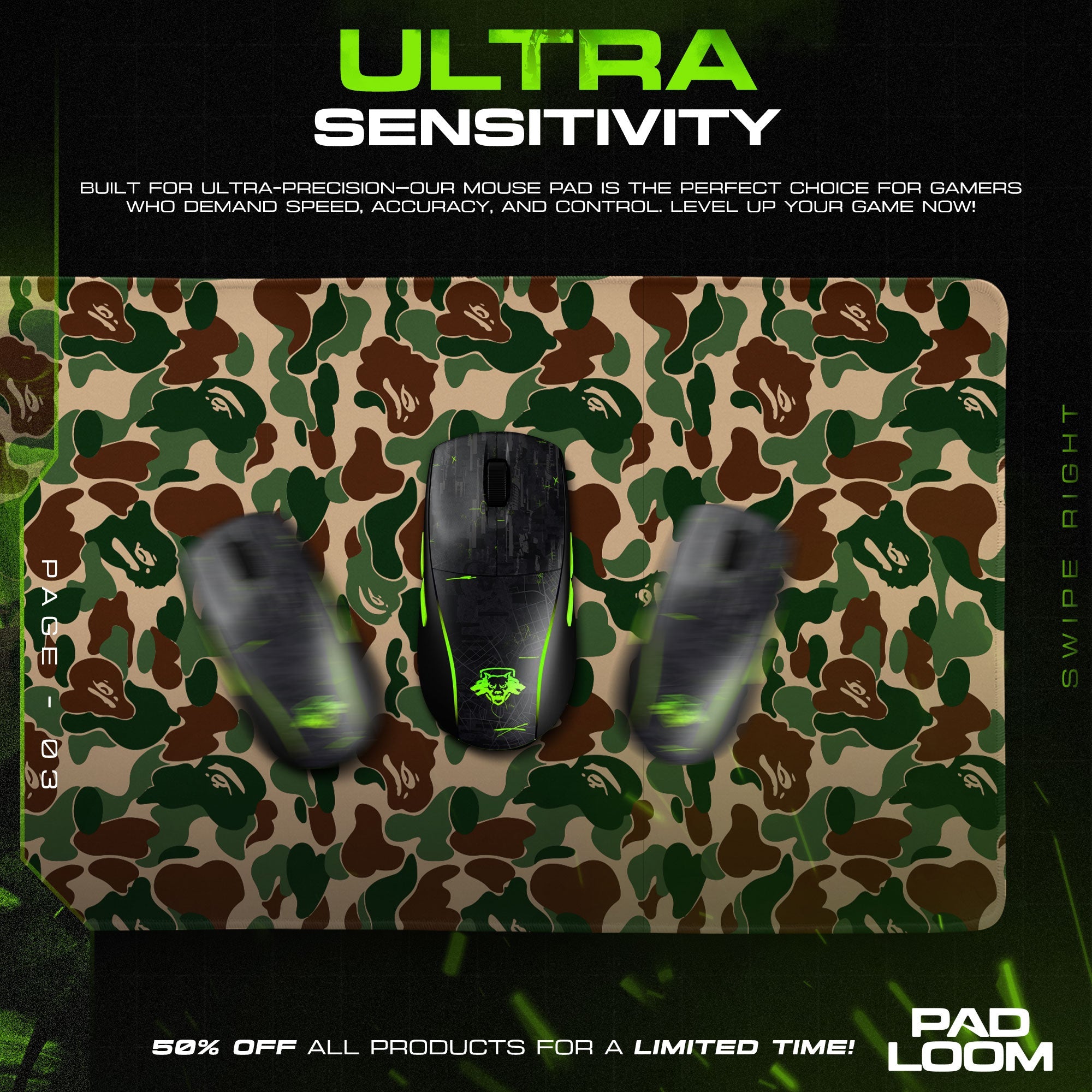 Bape Mouse Pad - Jungle Camo Gaming Desk Mat Padloom