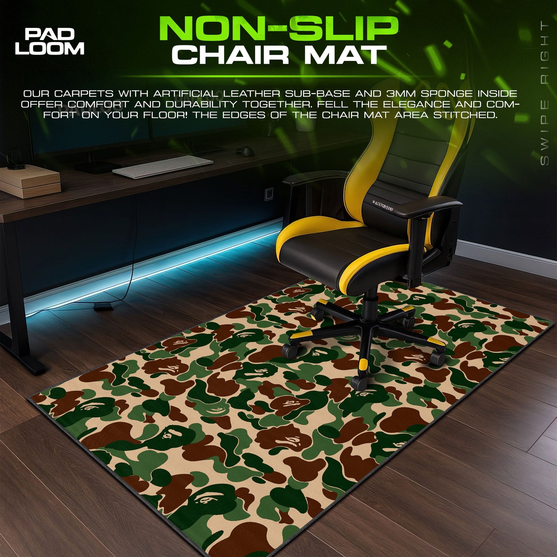 Bape Mouse Pad - Jungle Camo Gaming Desk Mat Padloom