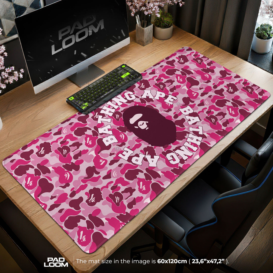 Bape Mouse Pad - Pink Camo Hypebeast Gaming Desk Mat Padloom
