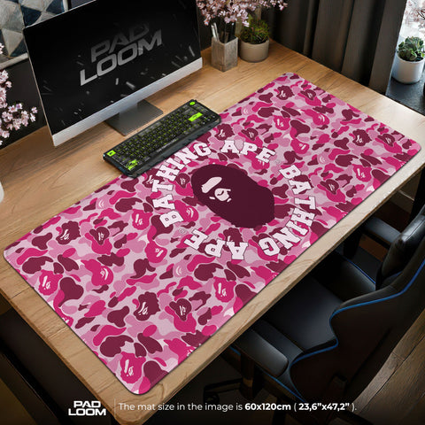 Bape Mouse Pad - Pink Camo Hypebeast Gaming Desk Mat Padloom