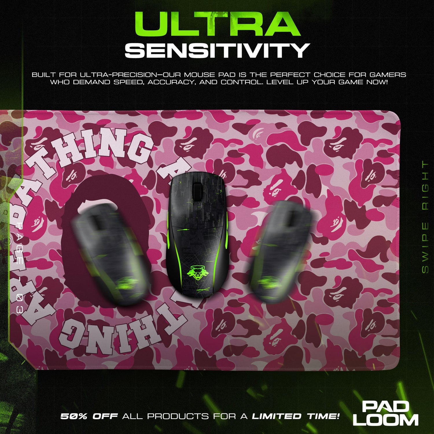 Bape Mouse Pad - Pink Camo Hypebeast Gaming Desk Mat Padloom