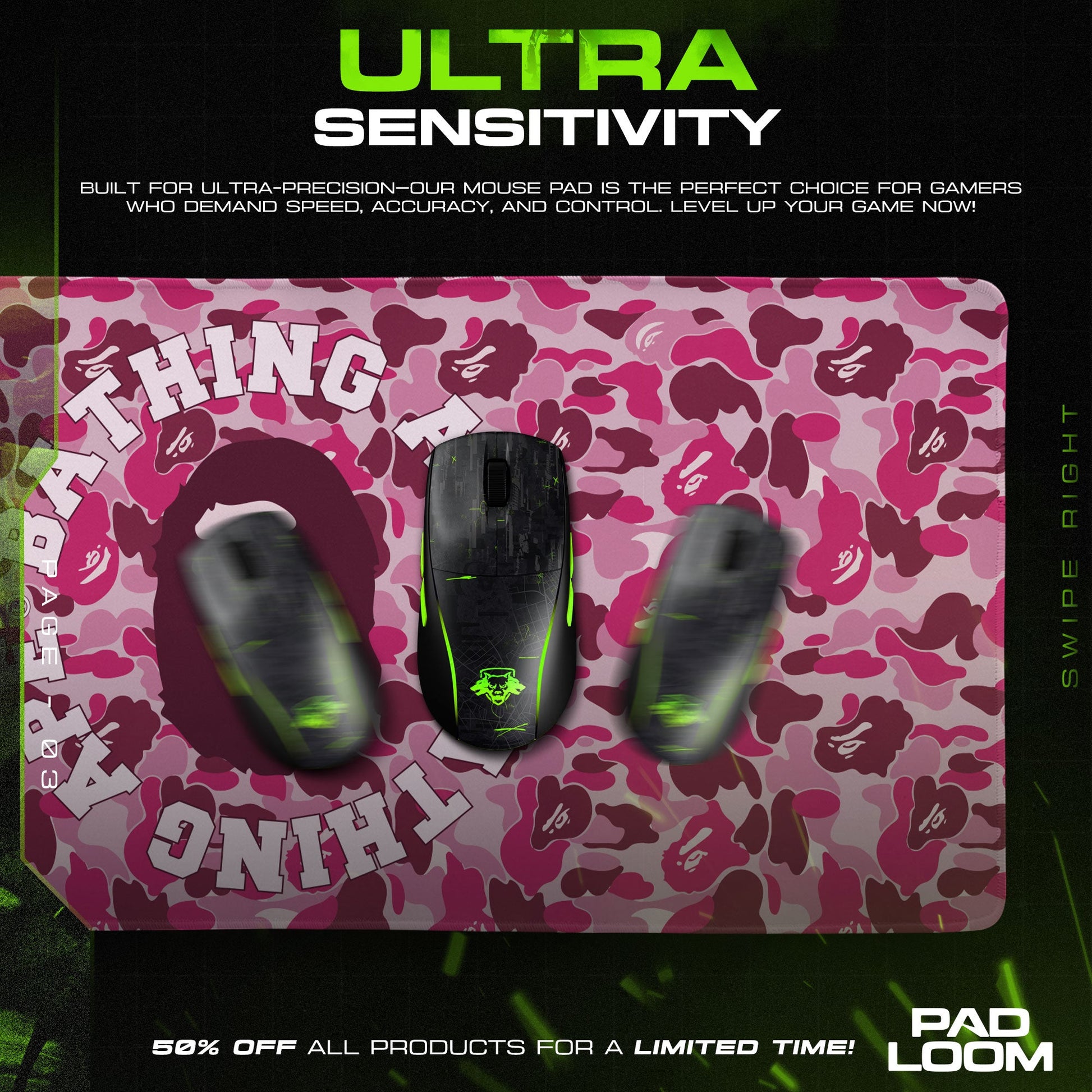 Bape Mouse Pad - Pink Camo Hypebeast Gaming Desk Mat Padloom