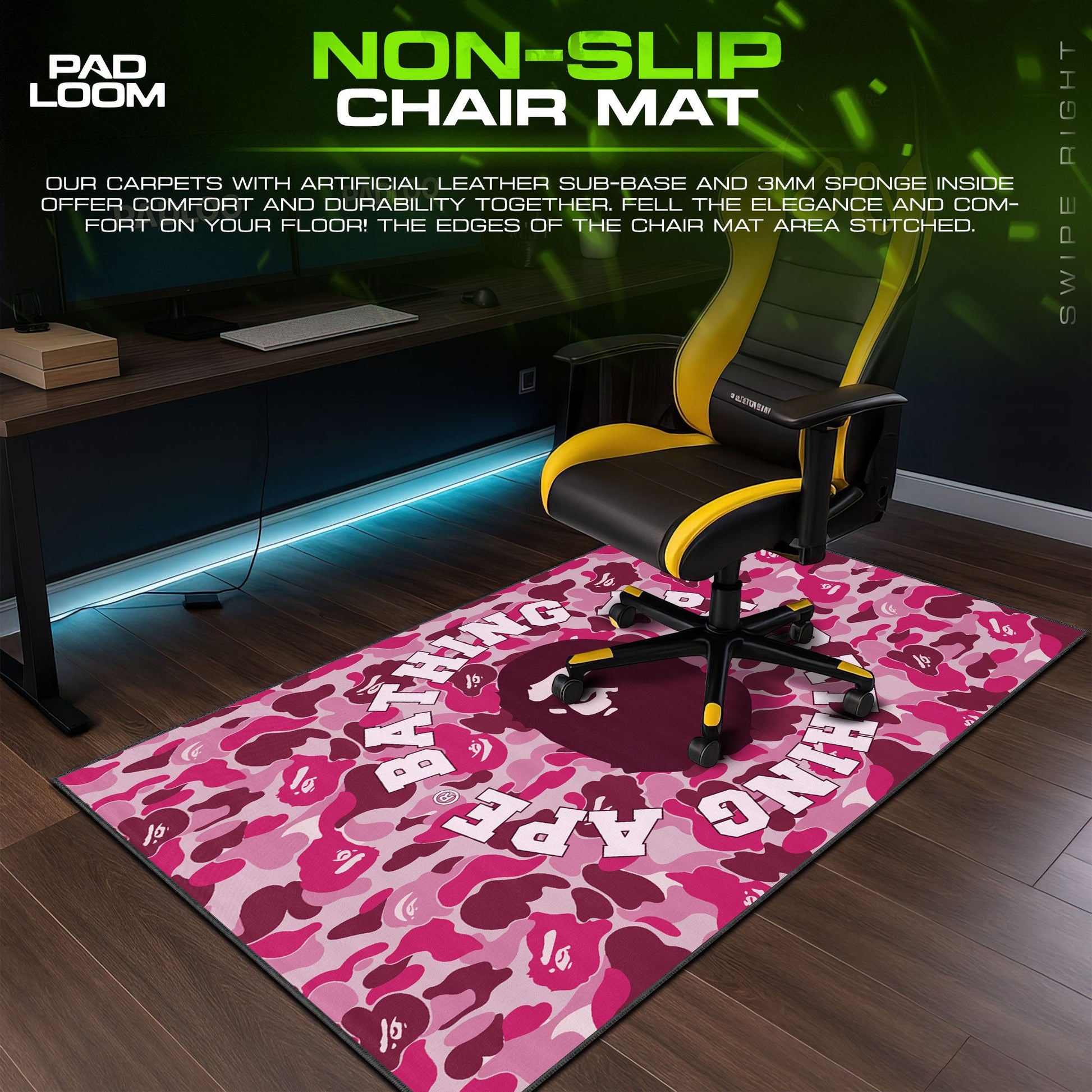 Bape Mouse Pad - Pink Camo Hypebeast Gaming Desk Mat Padloom